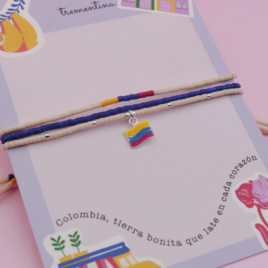 Pulsera Triple Mostacilla Bandera de Colombia