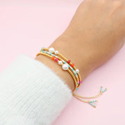 Pulsera Triple Perlas y Ágatas
