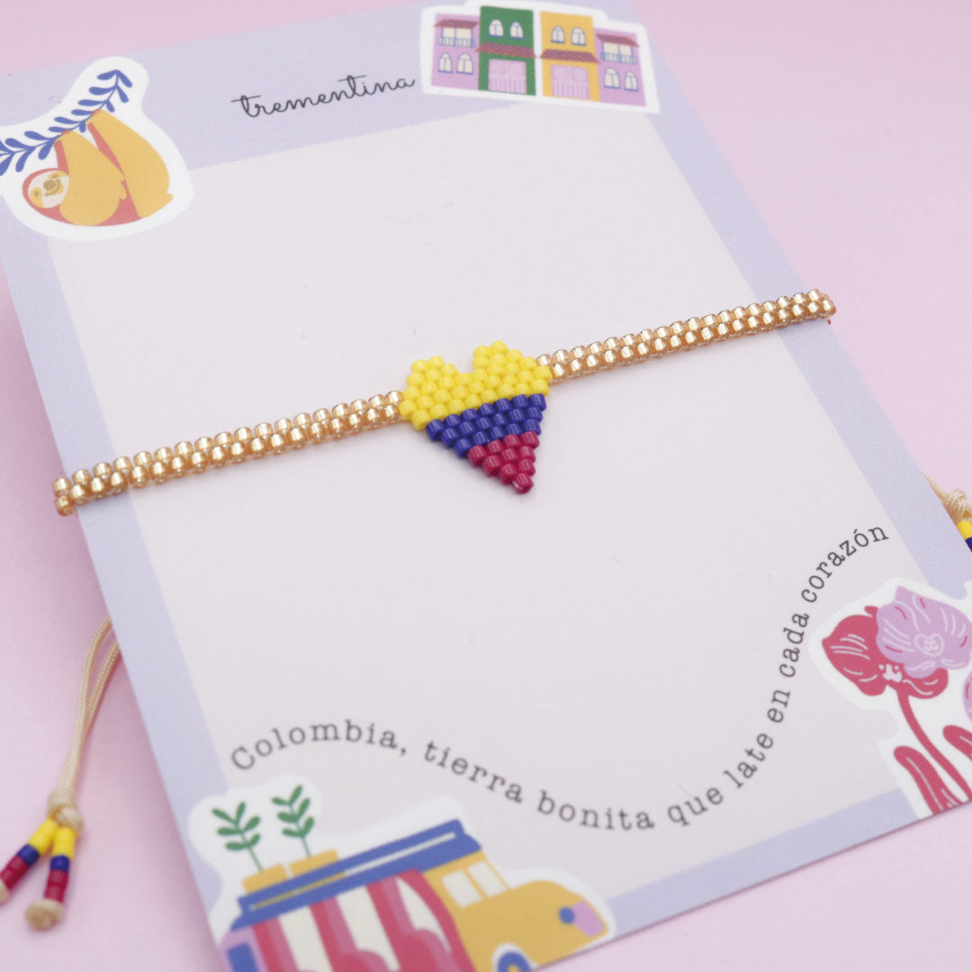 Pulsera Mostacilla Corazón Colombia