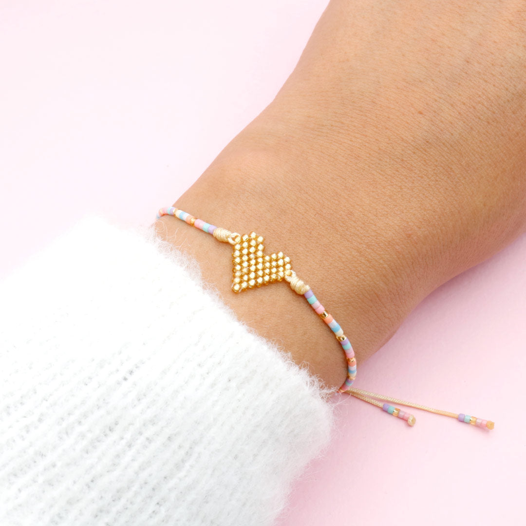 Pulsera Sencilla Mostacilla Latido Dorado