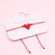 Pulsera Sencilla Mostacilla Corazón Rojo