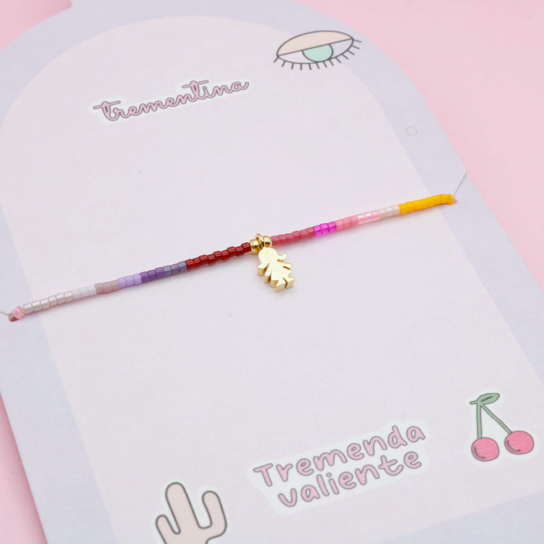 Pulsera Mostacilla Niña Dorada Colores