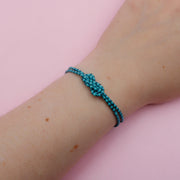 Pulsera Mostacilla Nudo Azul