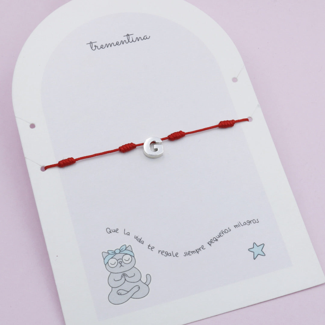 Pulsera Hilo Letra en Plata