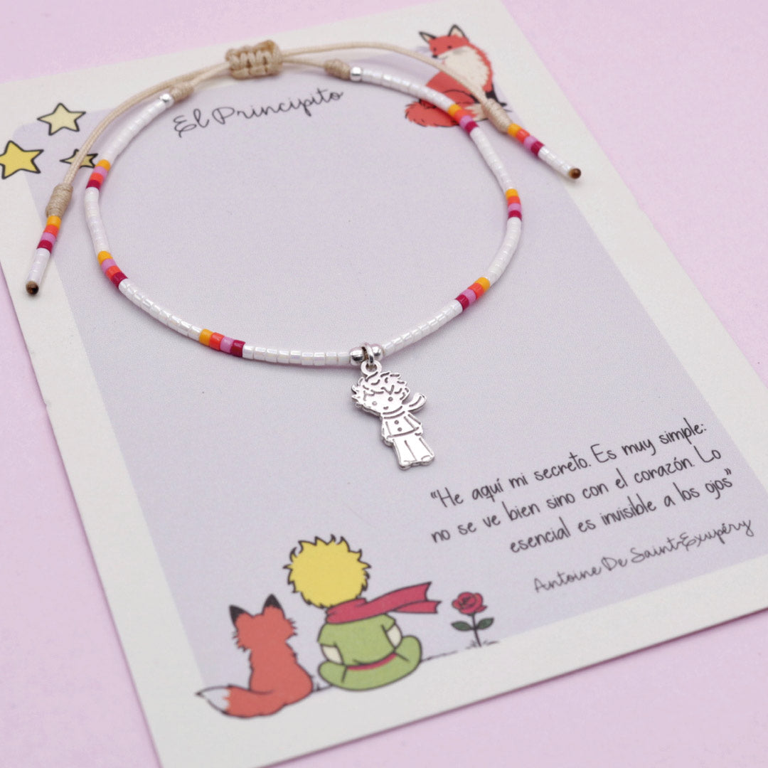 Pulsera Miyuki Principito Dije en Plata