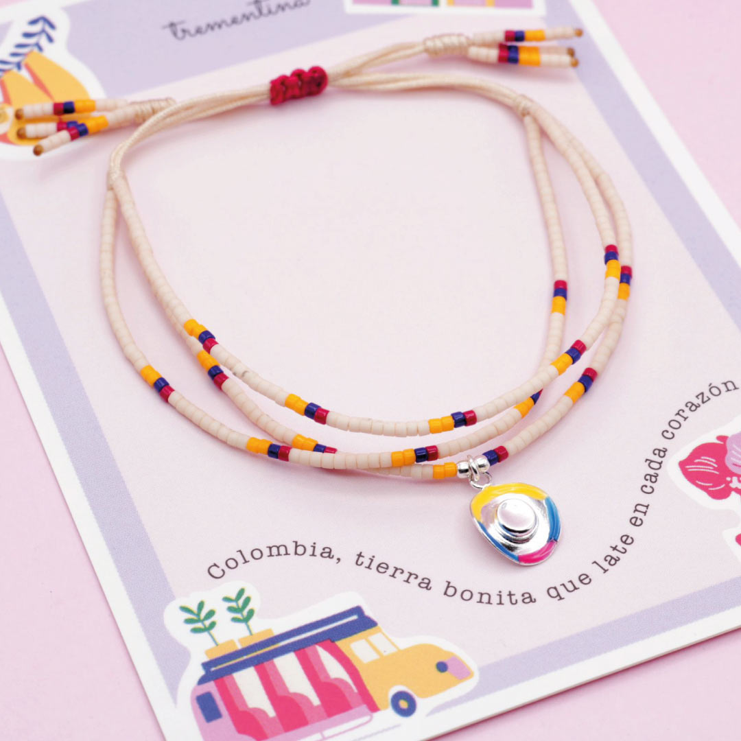 Pulsera Triple Sombrero Vueltiado Colombia en Mostacilla