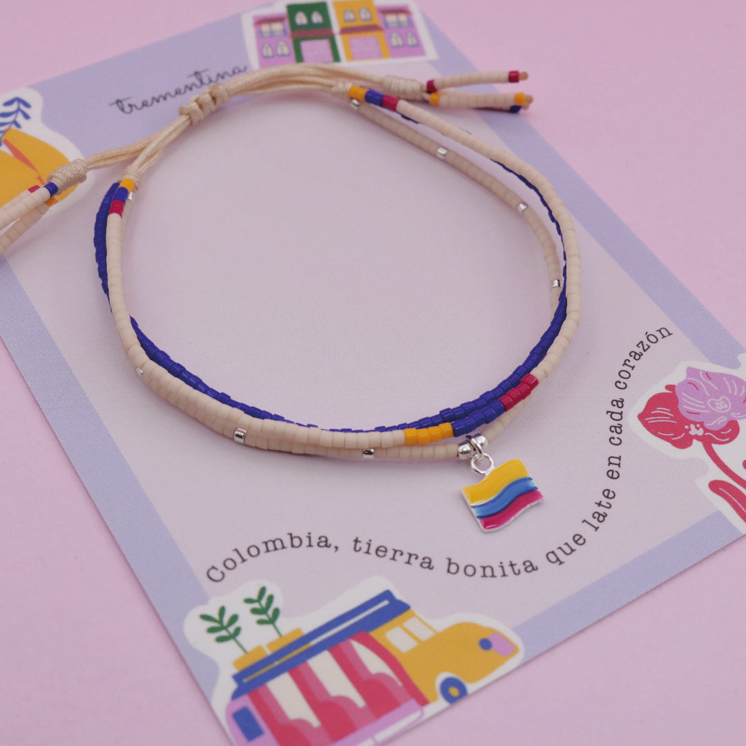 Pulsera Triple Mostacilla Bandera de Colombia