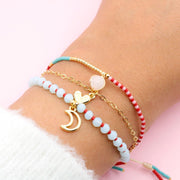 Pulsera  Triple Corazón, Luna y Piedra Natural