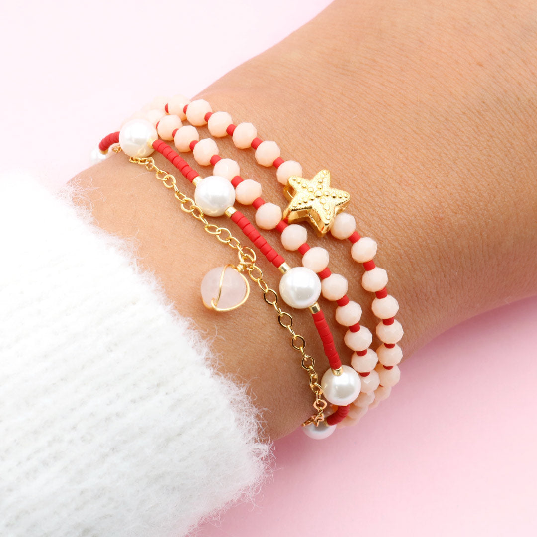 Pulsera Triple Rosada con Estrella