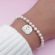 Pulsera Medalla Virgen con Perla en Plata