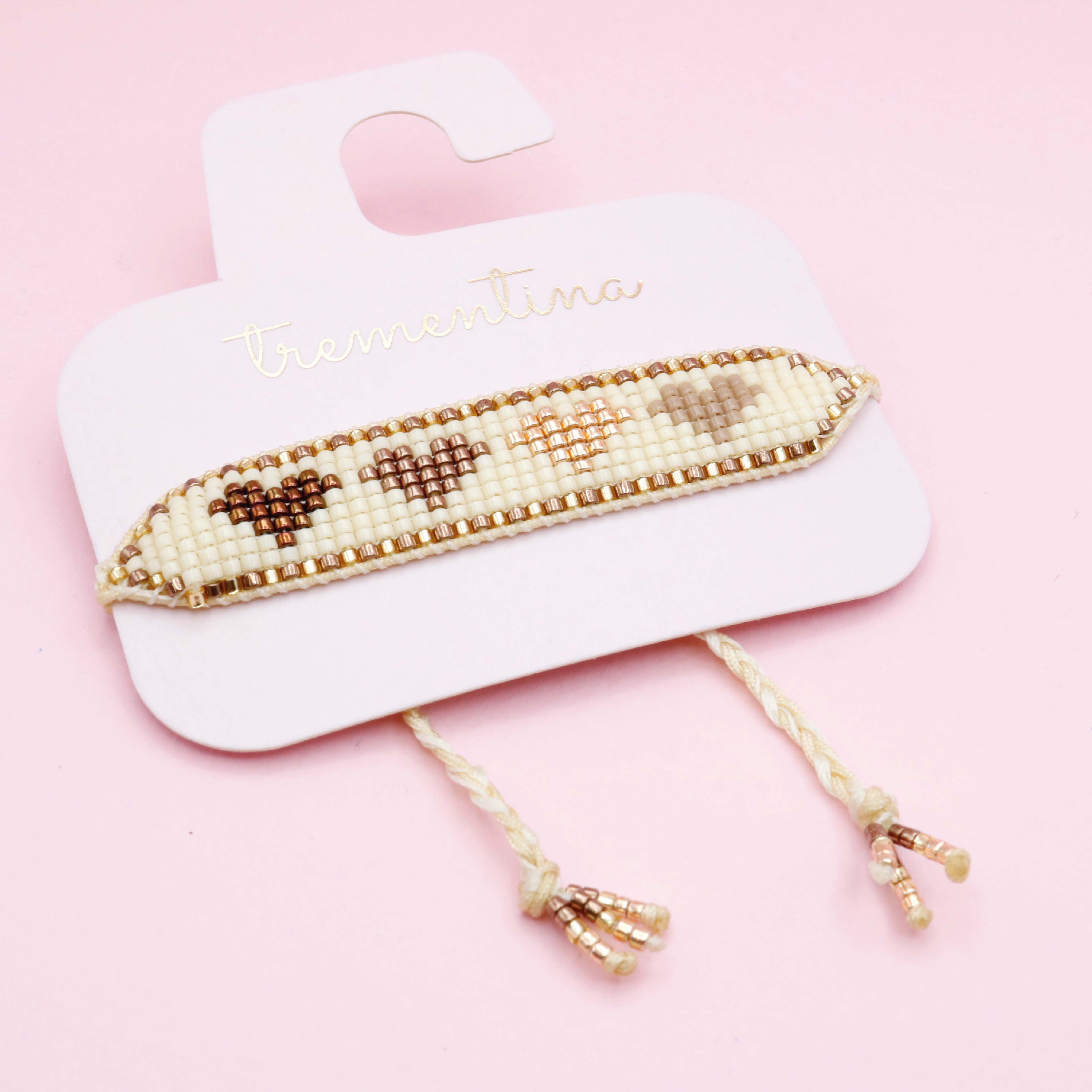 Pulsera Tejida Corazón Café