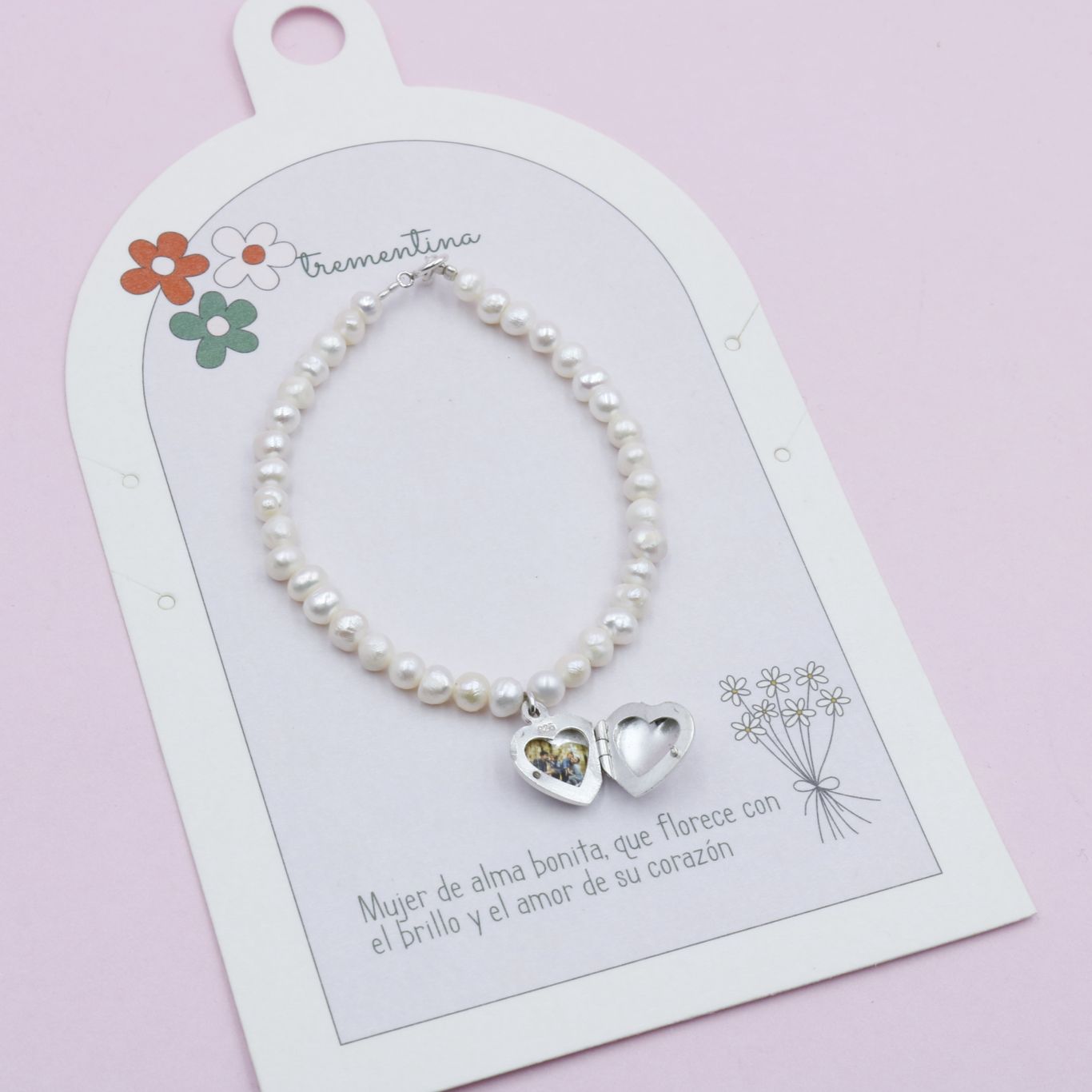 Pulsera Relicario en Plata Corazón