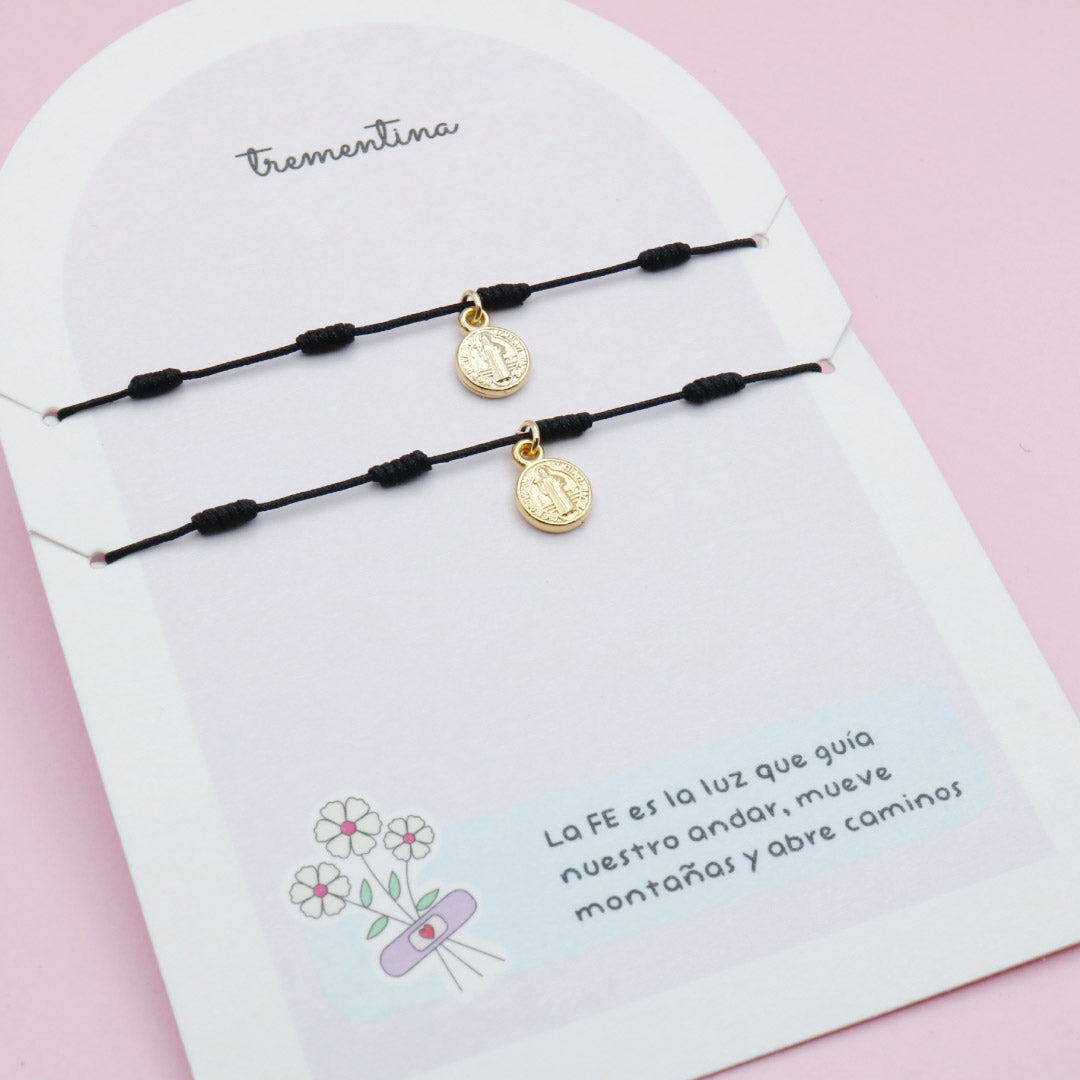 Set Dos Pulseras Dorada San Benito
