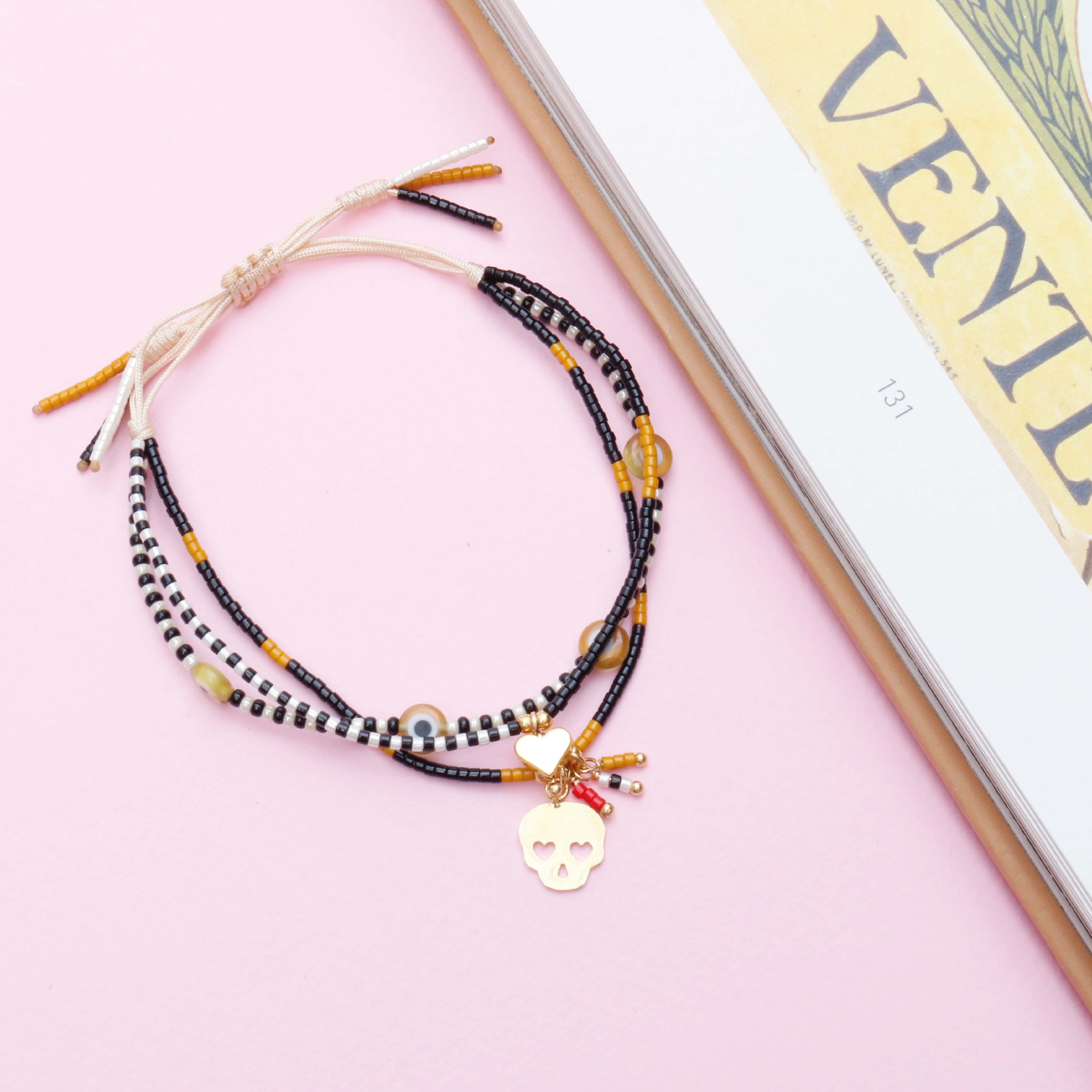 Pulsera Triple Mostacilla Skull Pops