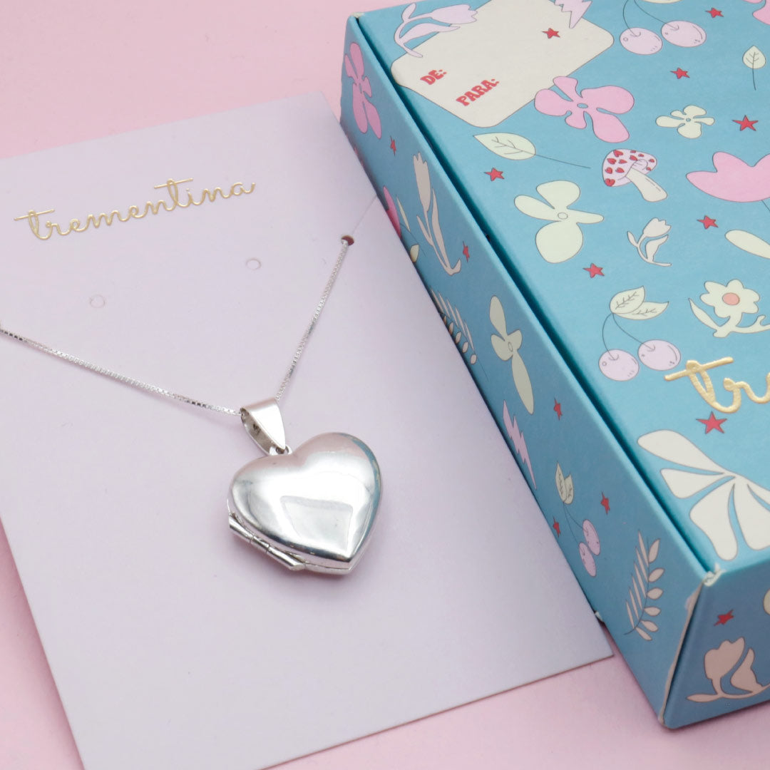 Relicario Corazón en Plata Liso Grande