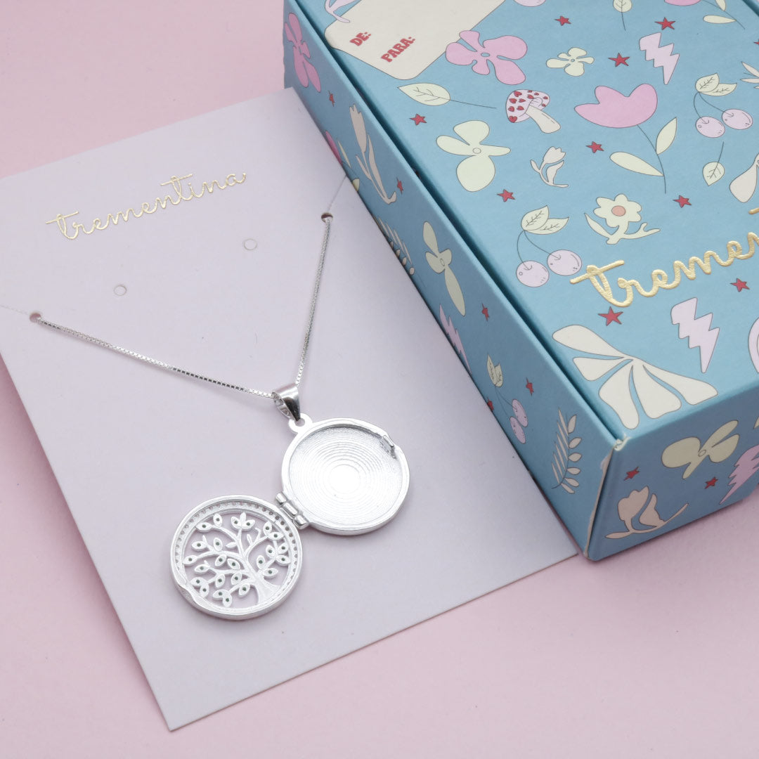 Relicario Árbol de la Vida en Plata Circones Verdes