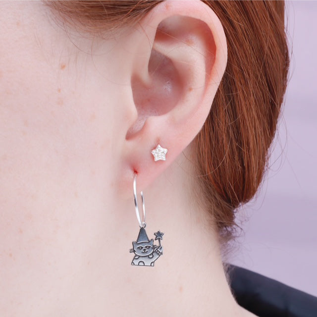 Hoops de Plata Gatico Mago