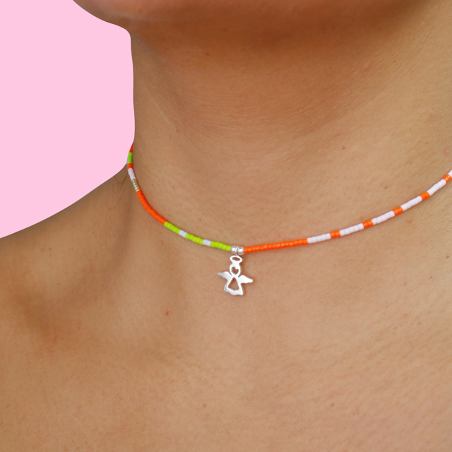 Choker o Pulsera Mostacilla Miyuki Angelito en Plata