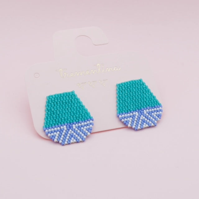 Aretes tejidos Ovalitos Encantados Verde Azul Cielo