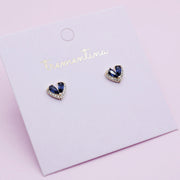 Aretes Dorados Corazón Azul