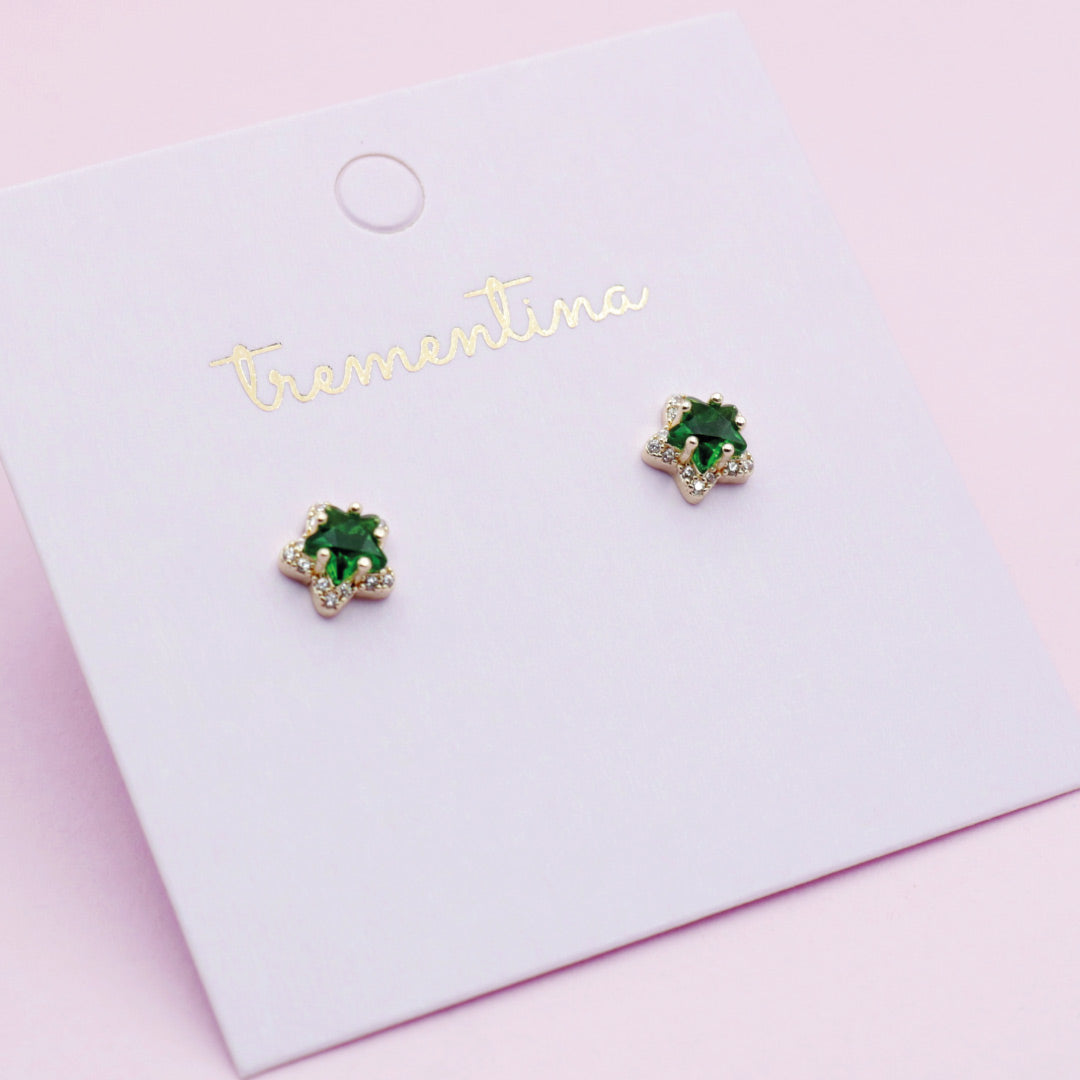Aretes Dorados Estrella Verde