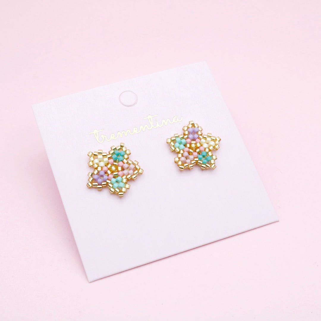 Topos Tejidos Flor Pastel Dorada