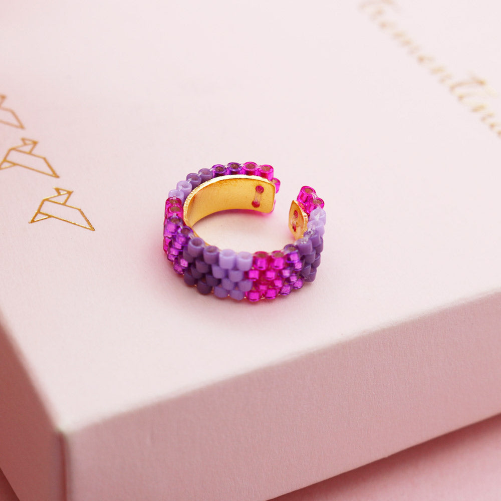 Earcuff Tejido Miyuki Morado