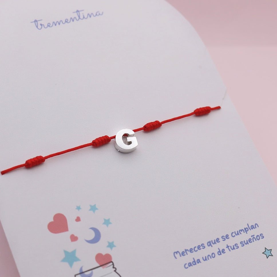 Pulsera Hilo Letra en Plata