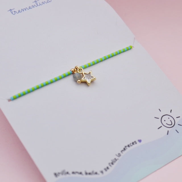 Pulsera Mostacilla Estrellita Cuarzo