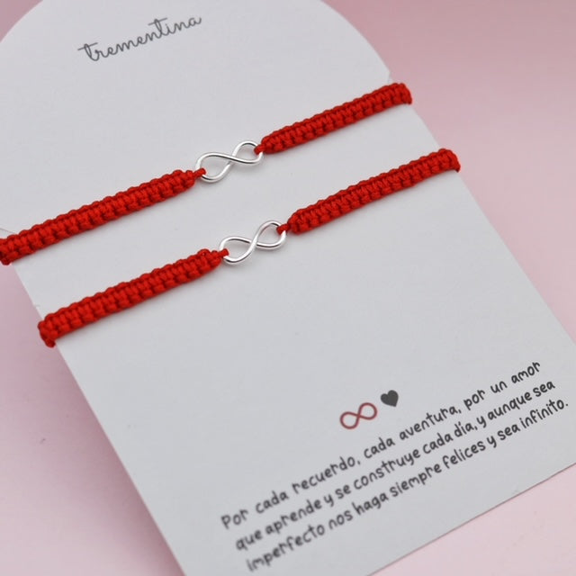 Set de Pulseras Pareja Infinito Hilo Rojo