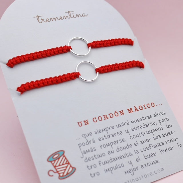 Set de Pulseras Hilo Tejido Rojo Cordón Mágico