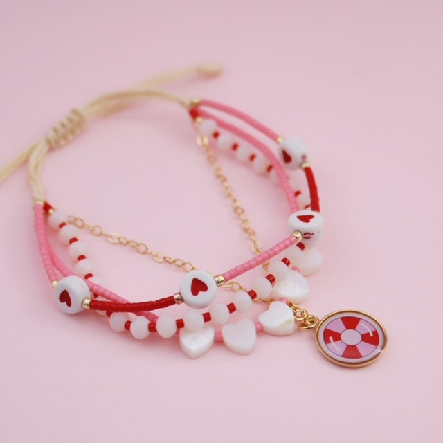 Pulsera Alegría Corazones y Rojo