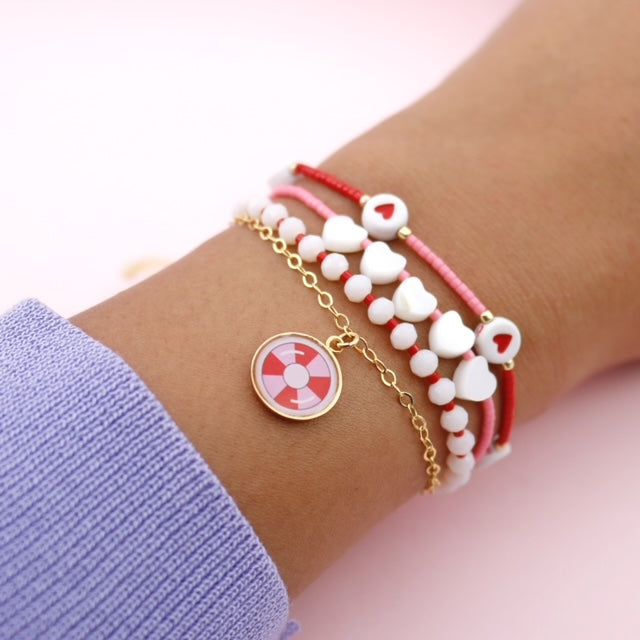 Pulsera Alegría Corazones y Rojo