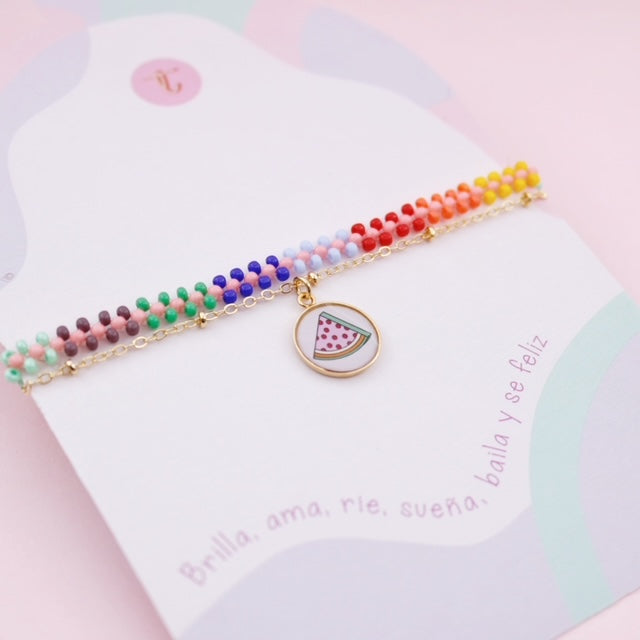 Pulsera Mostacilla Sandia