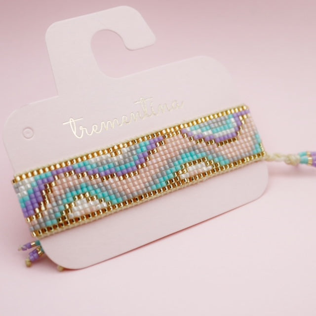 Pulsera Tejida Mostacilla Miyuki Ondas Pastel